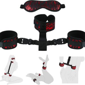 Soft Padded Wrist & Ankle Restraint Kit with Blindfold