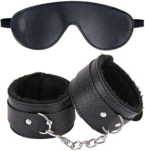 Soft Leather Handcuff & Eye Mask Play Set – Comfort Fur-Lined Restraints for Couples