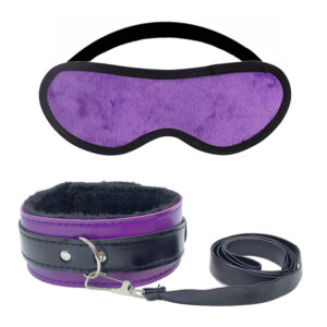 Soft-Lined Blindfold & Adjustable Collar with Detachable Leash Set