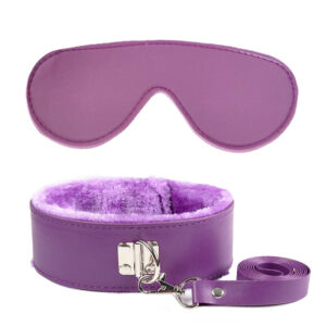 Soft-Lined Blindfold & Adjustable Collar with Detachable Leash Set